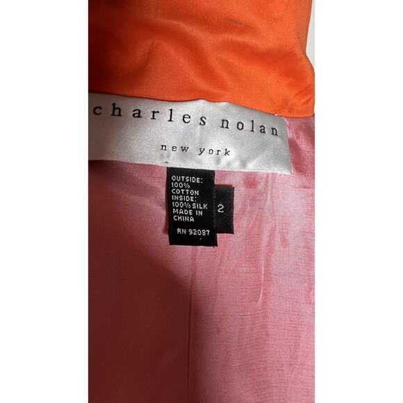 Charles Nolan New York 100% Silk Orange Pink Reversible Open Jacket Pockets Sz 2 - Picture 7 of 11